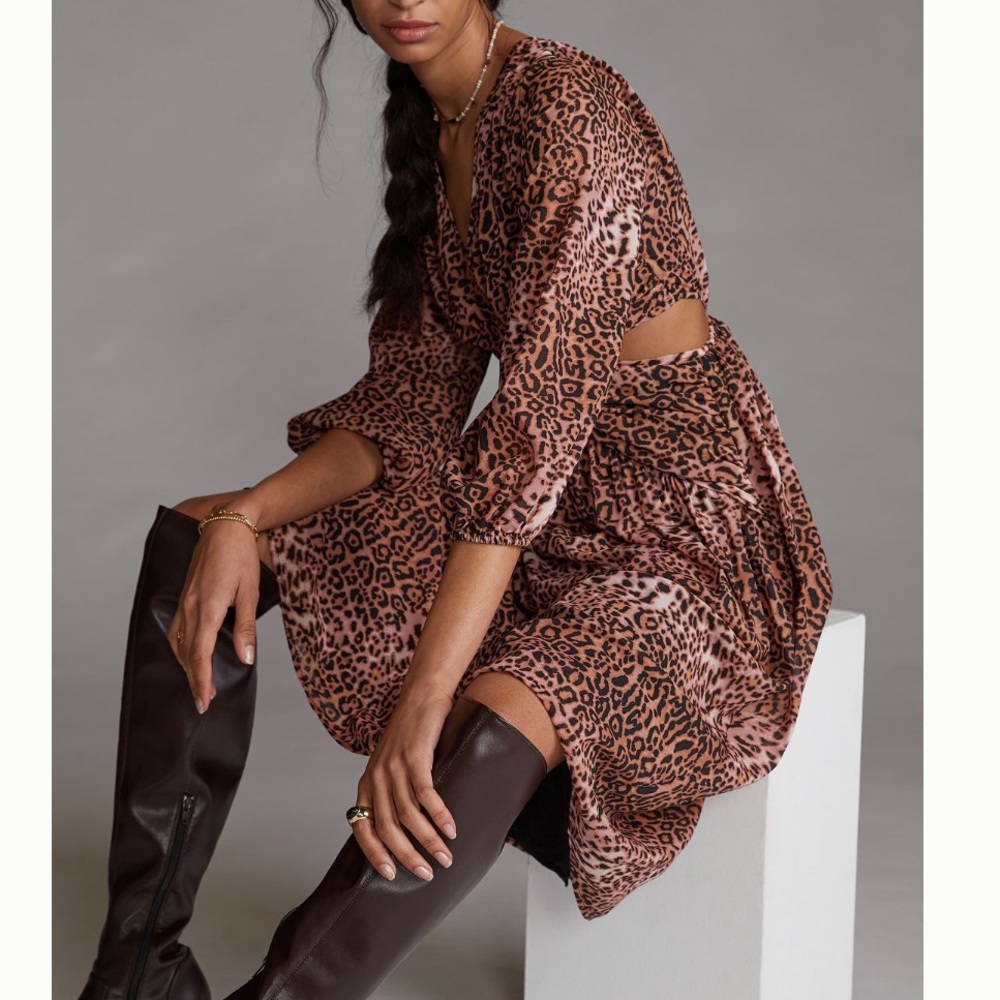 ANTHROPOLOGIE RANNA GILL CUT OUT MIDI MEDIUM DRESS NEW